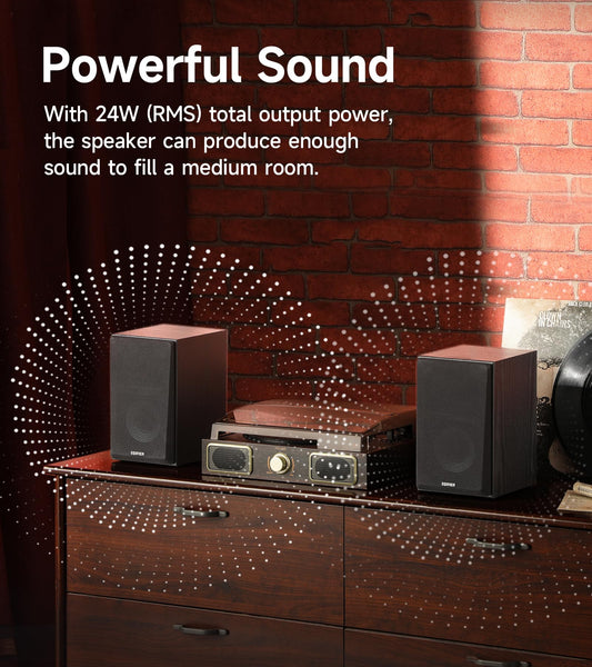 Edifier R990BT Bluetooth 5.4 Bookshelf Speakers, 2.0 Active Multimedia Speaker, 24W Output Power, RCA/AUX/Bluetooth Inputs, Digital Audio Processing, MDF Enclosure, App Control, for PC/Smartphone/TV