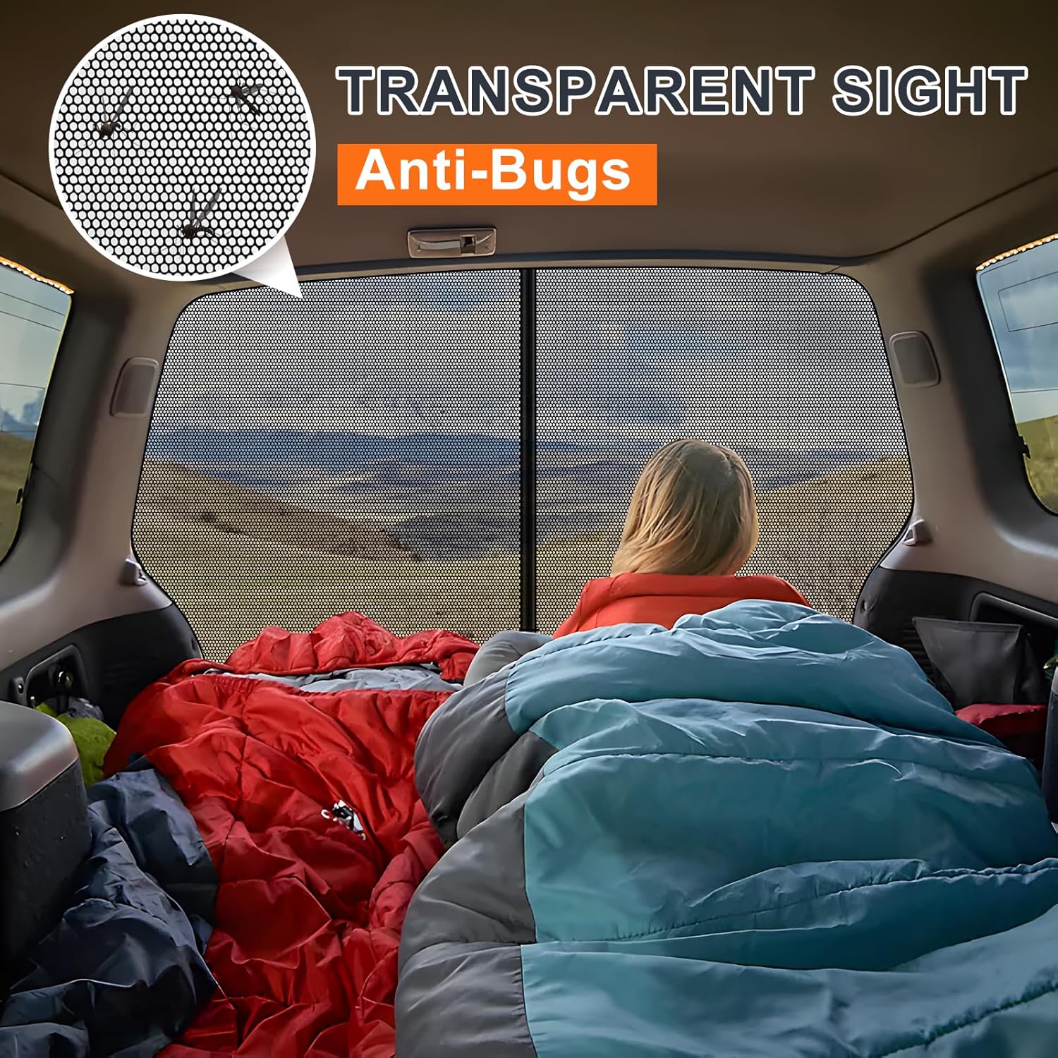 ZATOOTO Van Bug Screen for VW T5 T6, Magnetic Rear Door Mosquito Screen Net with Zipper Closure, Fly Screen Mosquito Net for Outdoor Camping