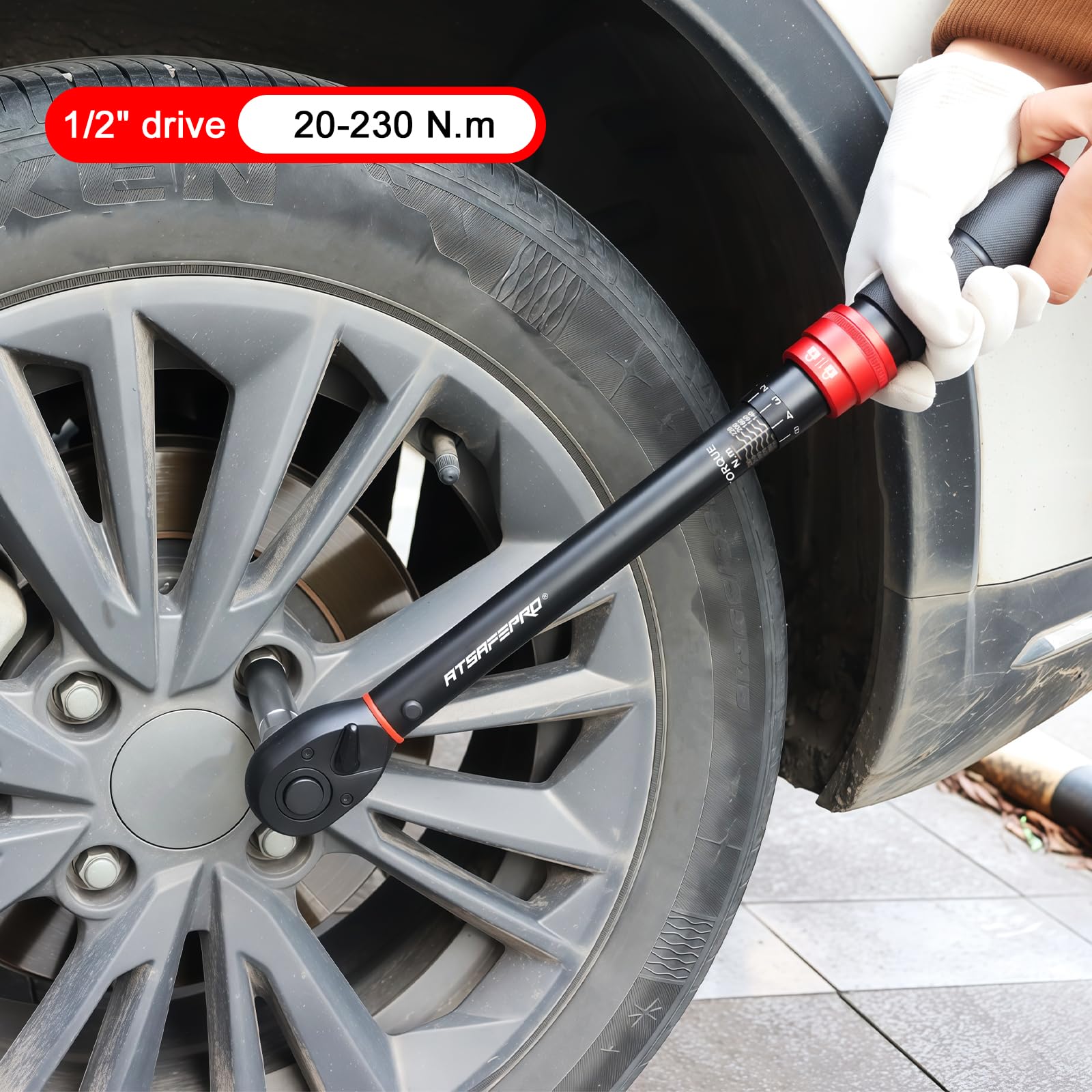 ATsafepro Torque Wrench 3/4 Inch, 100-600 Nm Torque Wrenchs, ±3% Error Accuracy with 48 Teeth Dual-Direction Adjustable for Repair of Car, Truck, Tractor