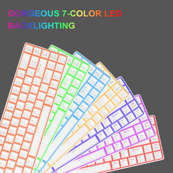 MageGee Portable 60% Gaming Mechanical Keyboard, Minimalist MK-Box Ice Blue Backlit Compact 68 Keys Wired Office Keyboard with Red Switch for Windows Laptop PC Mac Convenient(Gray & White)