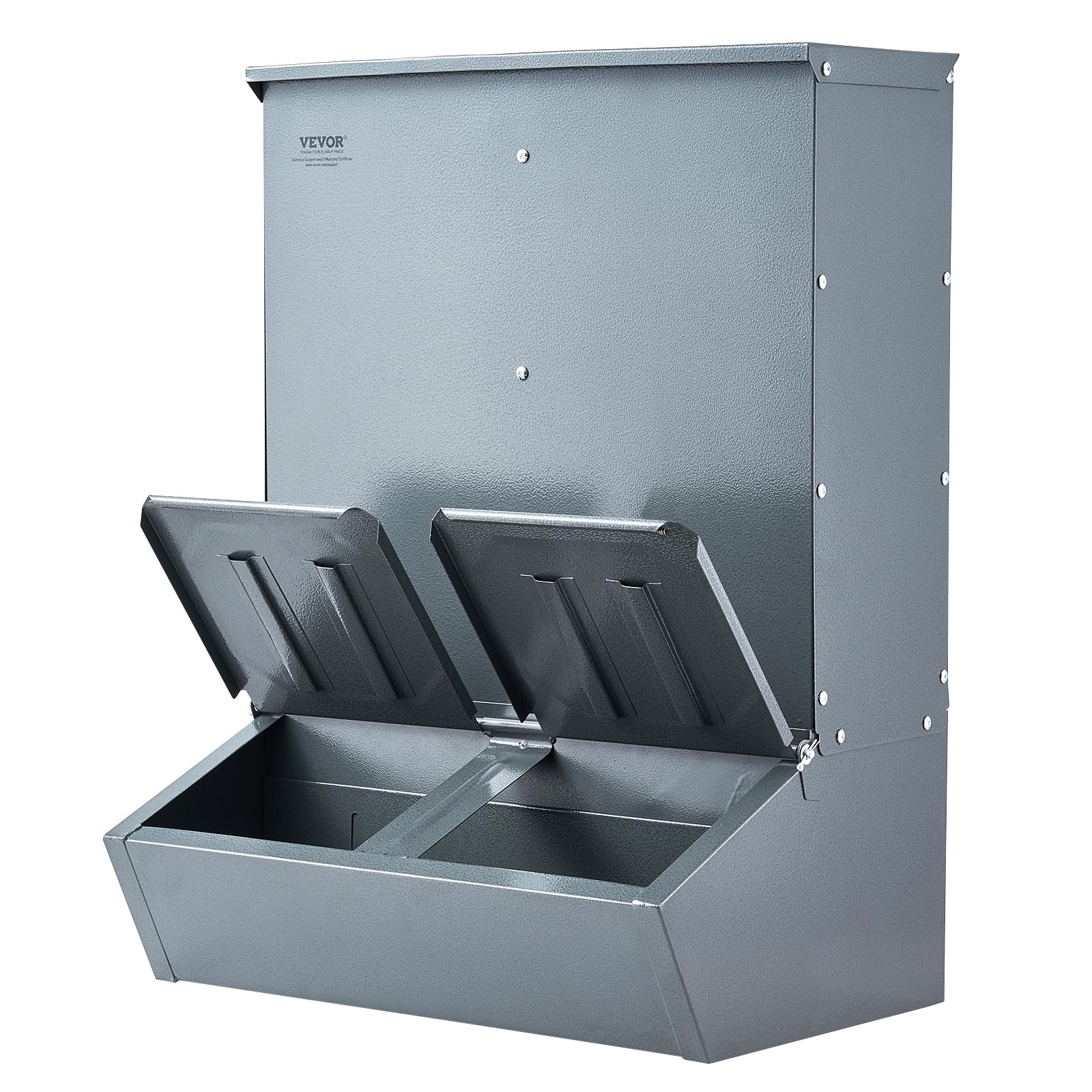 VEVOR Hog Feeder, 3.7 Bushel Capacity, Double Door Pig Feeder, Heavy Duty Steel Piglets Feeder, Multipurpose Trough Creep Feeder, Outdoor Livestock Feeder Farm Accessory for Feeding up to 8 Hogs
