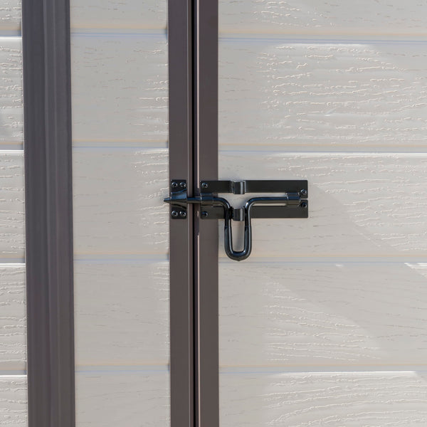 Keter Manor Outdoor Pent Single Door Garden Storage Shed 6 x 4ft Beige Brown Wood Effect Fade Free All Weather Resistant Safe And Secure Zero Maintenance 15 year Warranty