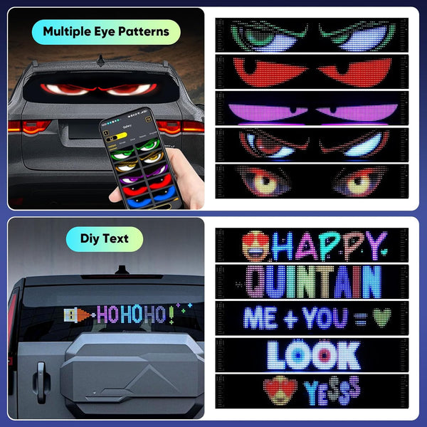 Gxpjycfob Devil Eyes Light for Trucks, Devil Eyes Light for Cars, LED Eyes for Trucks and Cars, Soft Screen for Car Windows, USB 5V Flexible LED Display, Dynamic LED Colourful Eye Lamp, 23.4" x 4.7"