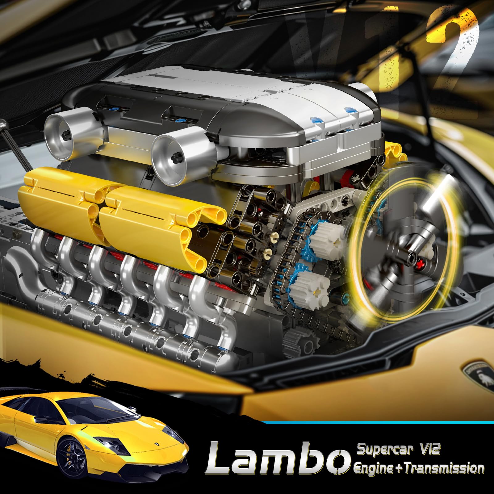 Mould King 10193 Engine Building Blocks Toy Kit, Boxer Engine Clamping Blocks Construction Kit Model, Toy Gift Collectibles for Adults Boys Girls(609 Pieces)