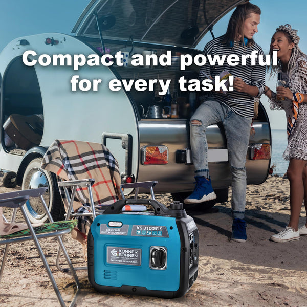 Könner & Söhnen KS 3100iG S portable LPG/petrol inverter generator 3100 W,UK Plug Socket 1x13 A (230 V), 2 USB ports,copper winding,silent inverter generator,dual fuel generator