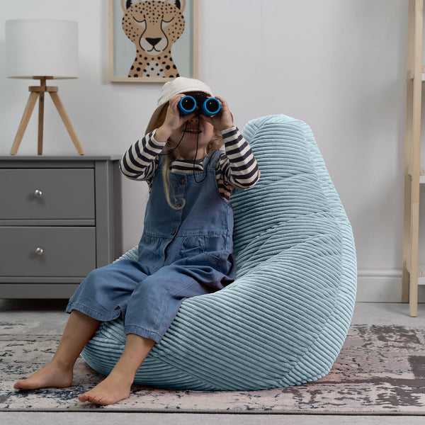 icon Dalton Kids Bean Bag, Light Blue, Cord Kids Bean Bag Chair with Filling Included for Girls and Boys, Childrens Chair, Beanbags for Children,