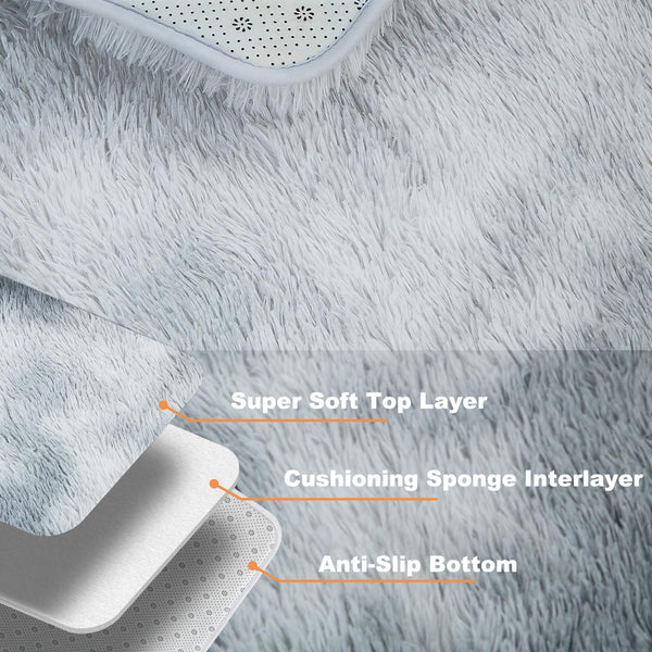Lommegy Area Rugs Living Room - Fluffy Grey Area Rugs 160 x 230 cm for Bedroom Anti Slip Playing Mat Modern Fluffy Shaggy Runner Rug for Bedroom