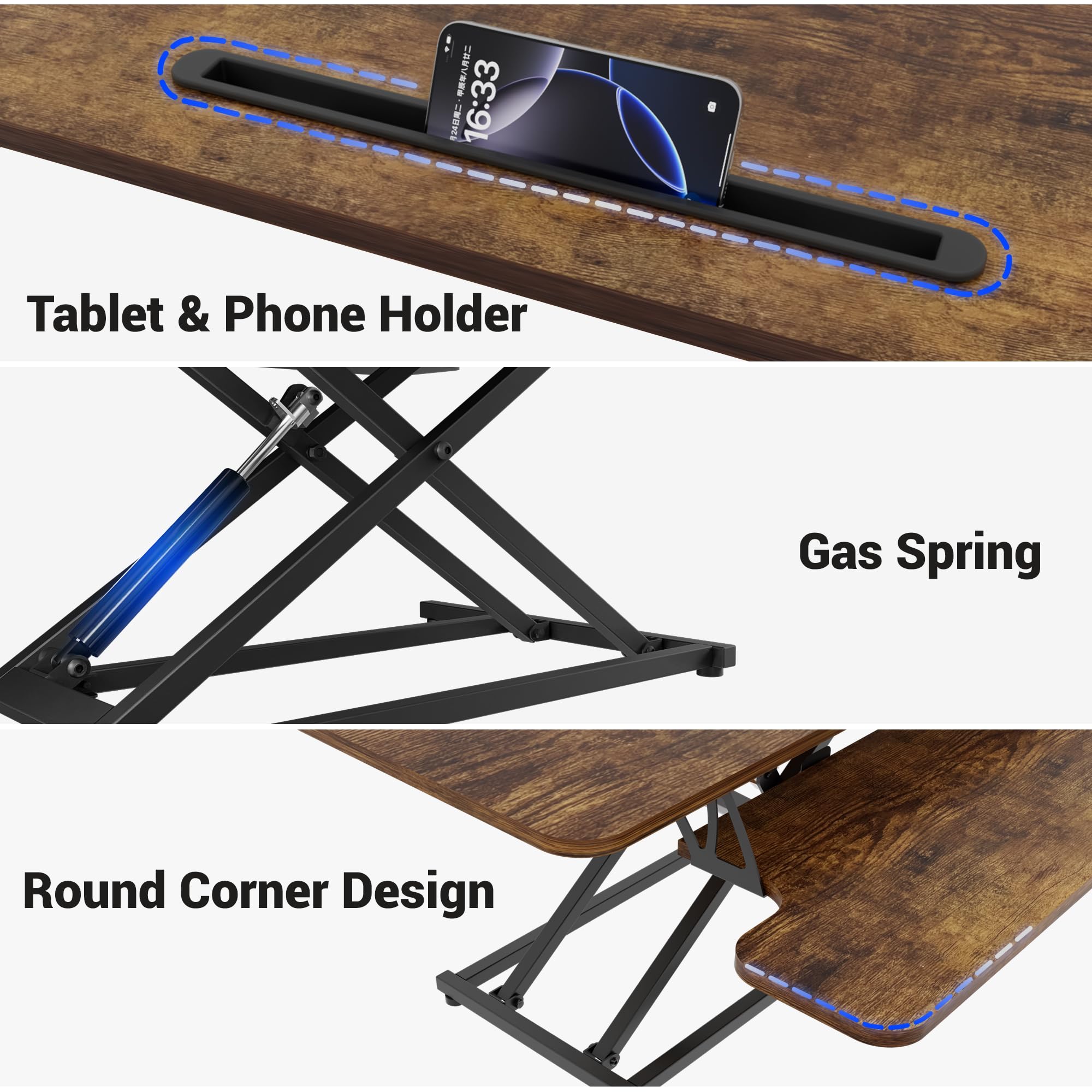 ERGOMAKER Standing Desk Converter, 36"/91cm Wide Height Adjustable Quick Sit to Stand Up Desk Riser for Dual Monitor