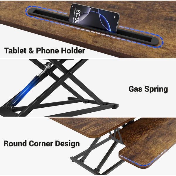 ERGOMAKER Standing Desk Converter, 36"/91cm Wide Height Adjustable Quick Sit to Stand Up Desk Riser for Dual Monitor