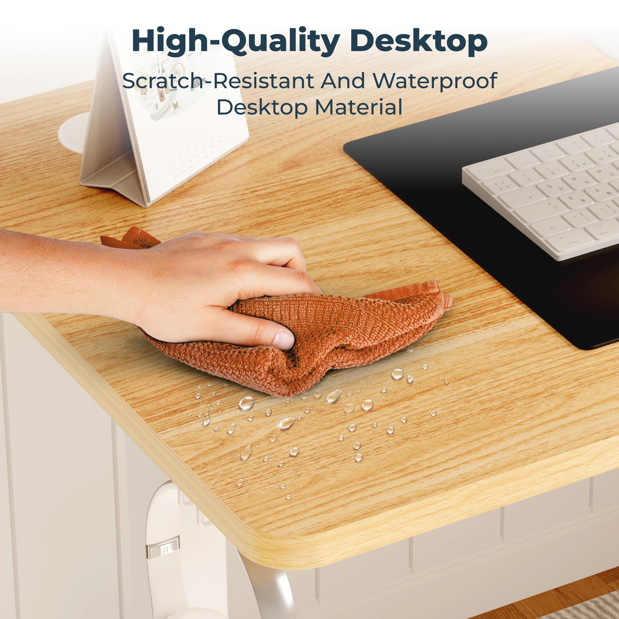 SANODESK QS1+140 * 60 Electric Standing Desk Height Adjustable Standing Desk With Memory Smart Panel Sit Stand Table With Hooks and Cupholder for Home Office （Black Frame+ Black Desktop）