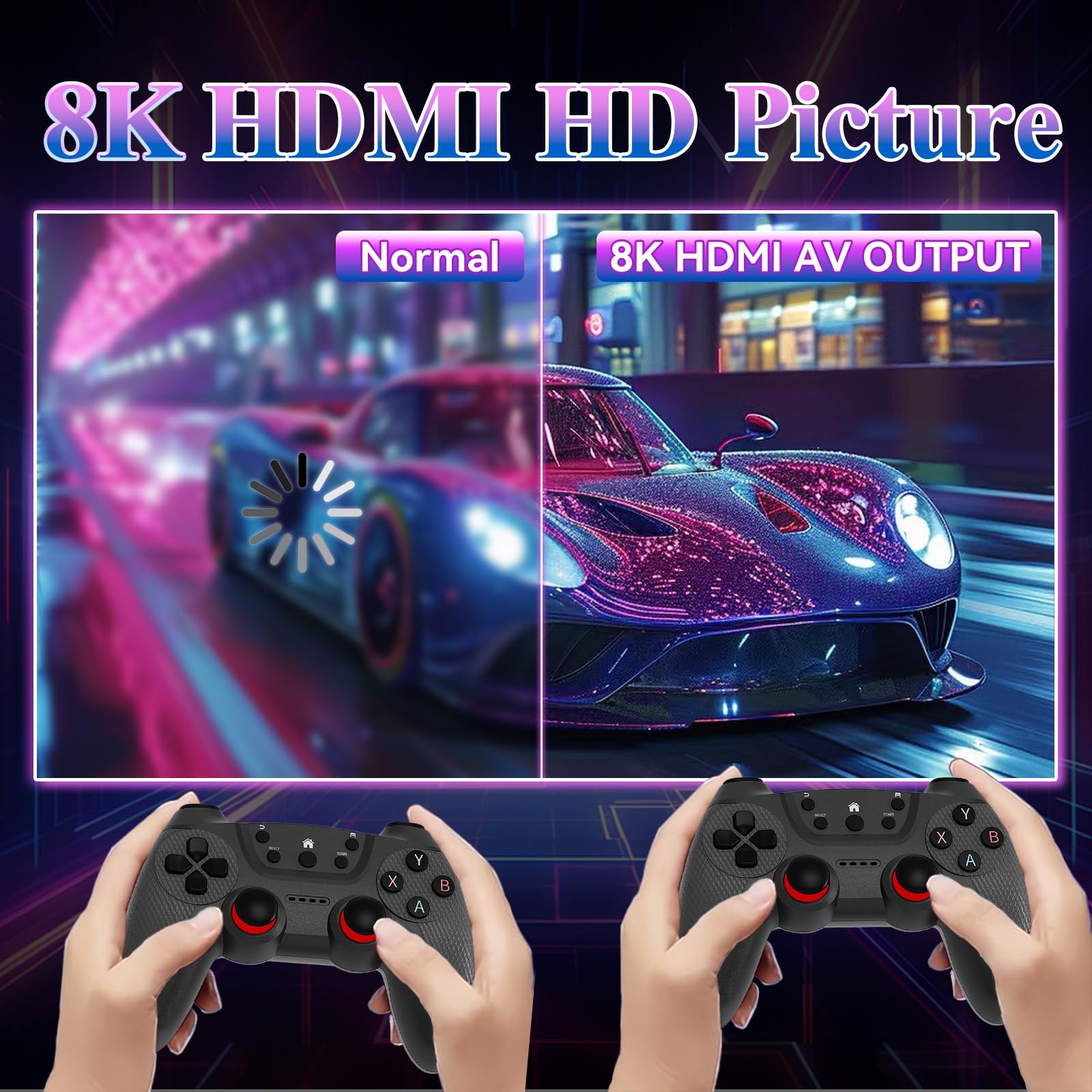 M22 Retro Game Console –Support to with 30000+ Classic Games, 8K HD HDMI, Plug and Play Game Console, Upgrade Dual Wireless Controllers Gift for Teen and Partner Black1