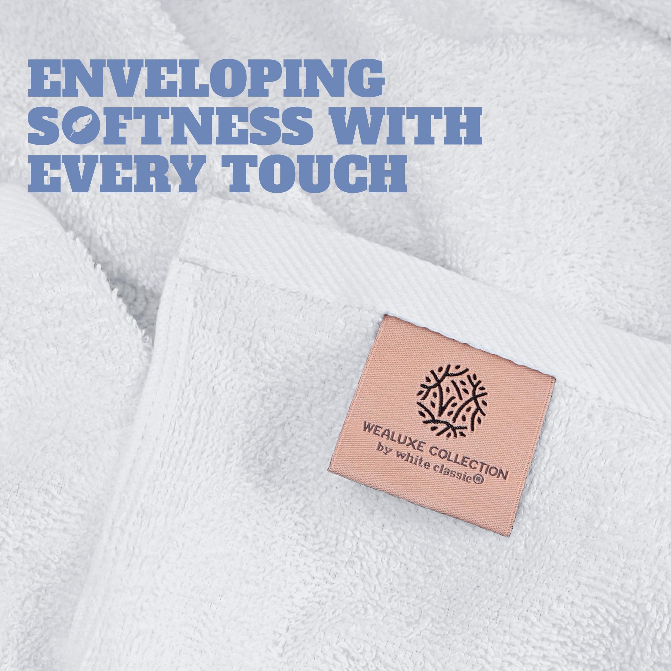 White Classic Wealuxe Cotton Bath Towels - Soft and Absorbent Hotel Towel - 68x132 CM - 4 Pack - White