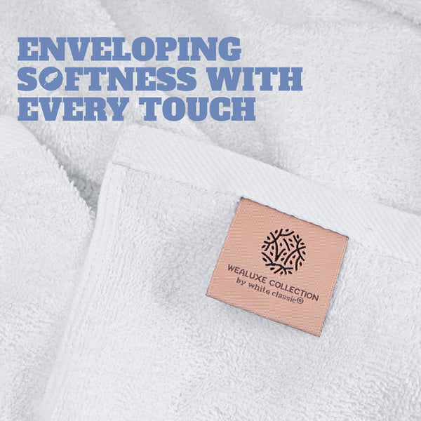 White Classic Wealuxe Cotton Bath Towels - Soft and Absorbent Hotel Towel - 68x132 CM - 4 Pack - White