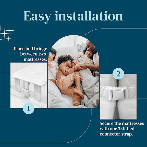 FeelAtHome 12 Inch Wide Bed Bridge Twin to King Converter Kit - Twin Bed Connector King Maker - Bed Gap Filler to Make Twin Beds Into King - Mattress