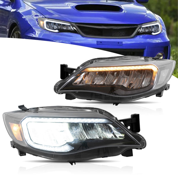 VLAND Motor LED Headlights compatible with Subaru Impreza WRX Halogen Model 2008-2014 [Not for xenon], w/Startup dynamic display, Passenger & Driver Sides for RHD