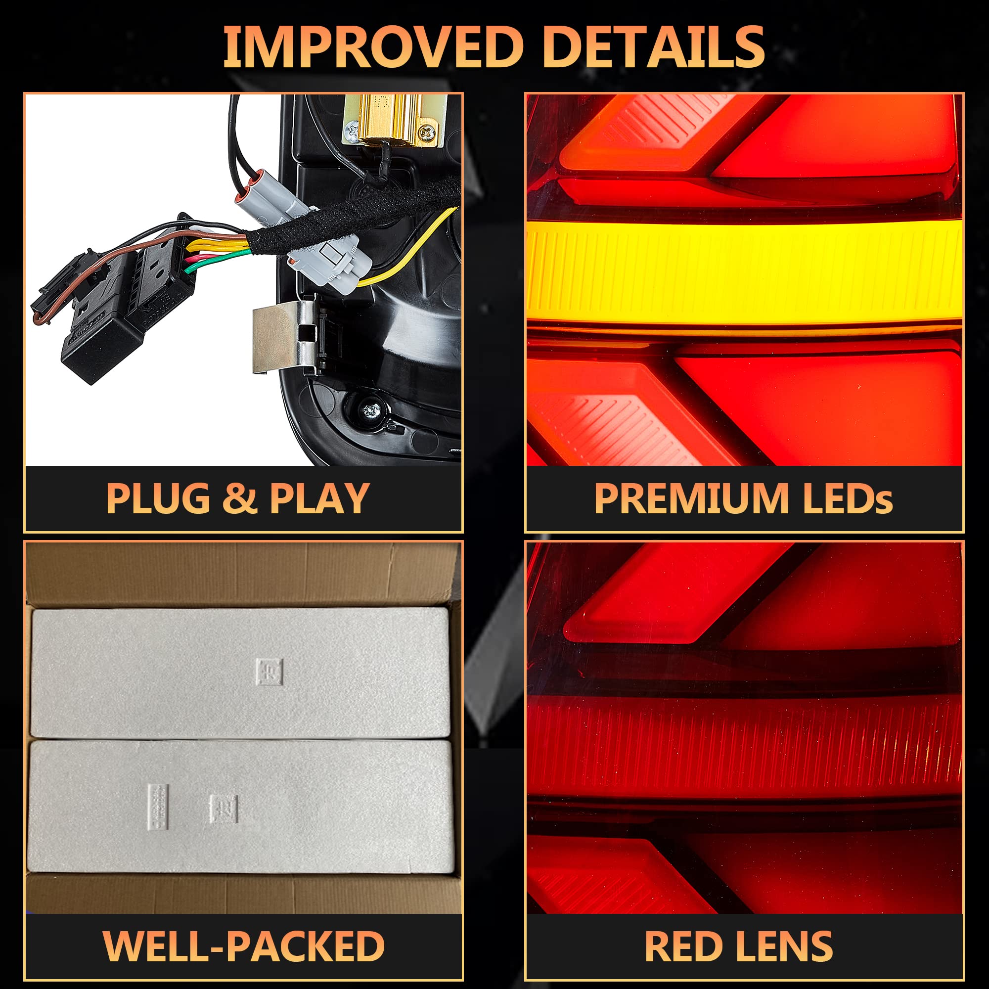 VLAND LED Rear Lights Compatible with Mini Cooper R50 R52 R53 2001-2006 1st Gen Hatch/Convertible, Union Jack Tail Lights w/Startup Dynamic Display & Sequential Indicator, 1 Set (Red)