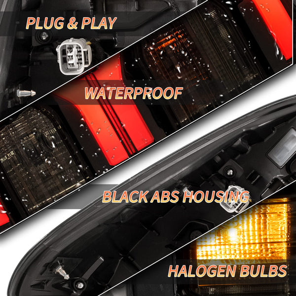 VLAND LED Rear Lights compatible with Hilux Vigo Revo Pickup 2015-2020 [Not fit a Tonka], w/Amber Sequential indicator, Driver & Passenger Side - Red