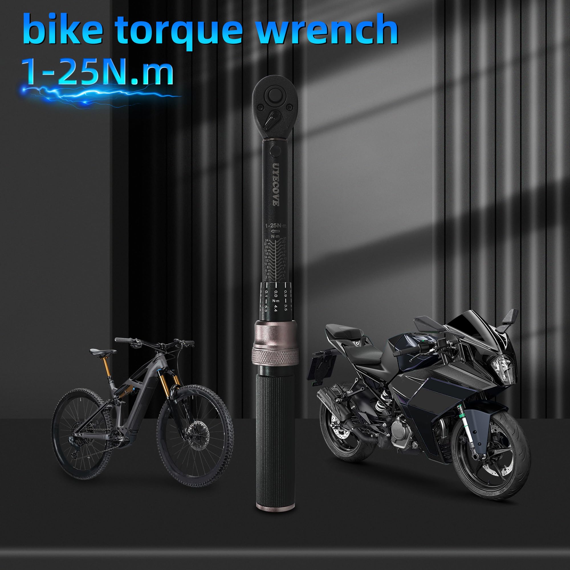 Torque Wrench 1/4 Bike Torque Wrench 1-25nm Torque Wrench Set 63ps with 100mm Extension bar and Socket
