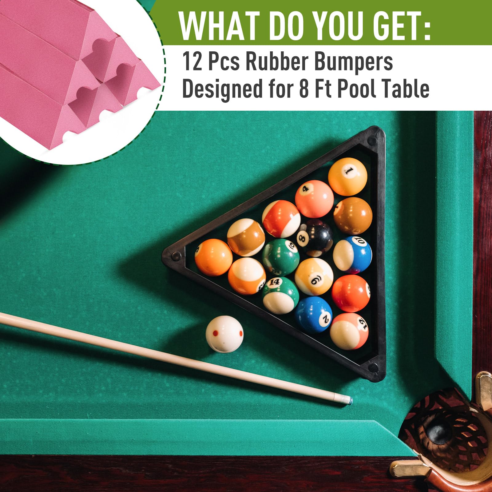 Amylove 6 Pack K66 Rubber Bumpers Pool Table Bumpers Replacement Pool Table Rail Cushions Billiard Rail Rubber Cushions 8 Foot for Billiard Pool Table