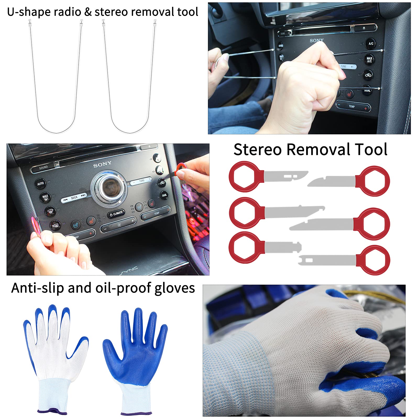 Wetado Trim Removal Tool, Car Upholstery Repair Kit, Car Door Audio Panel Trim Removal Set, Fastener Terminal Remover Tool Set Clips Pry Kit Auto Clip Pliers (8PCS Blue)