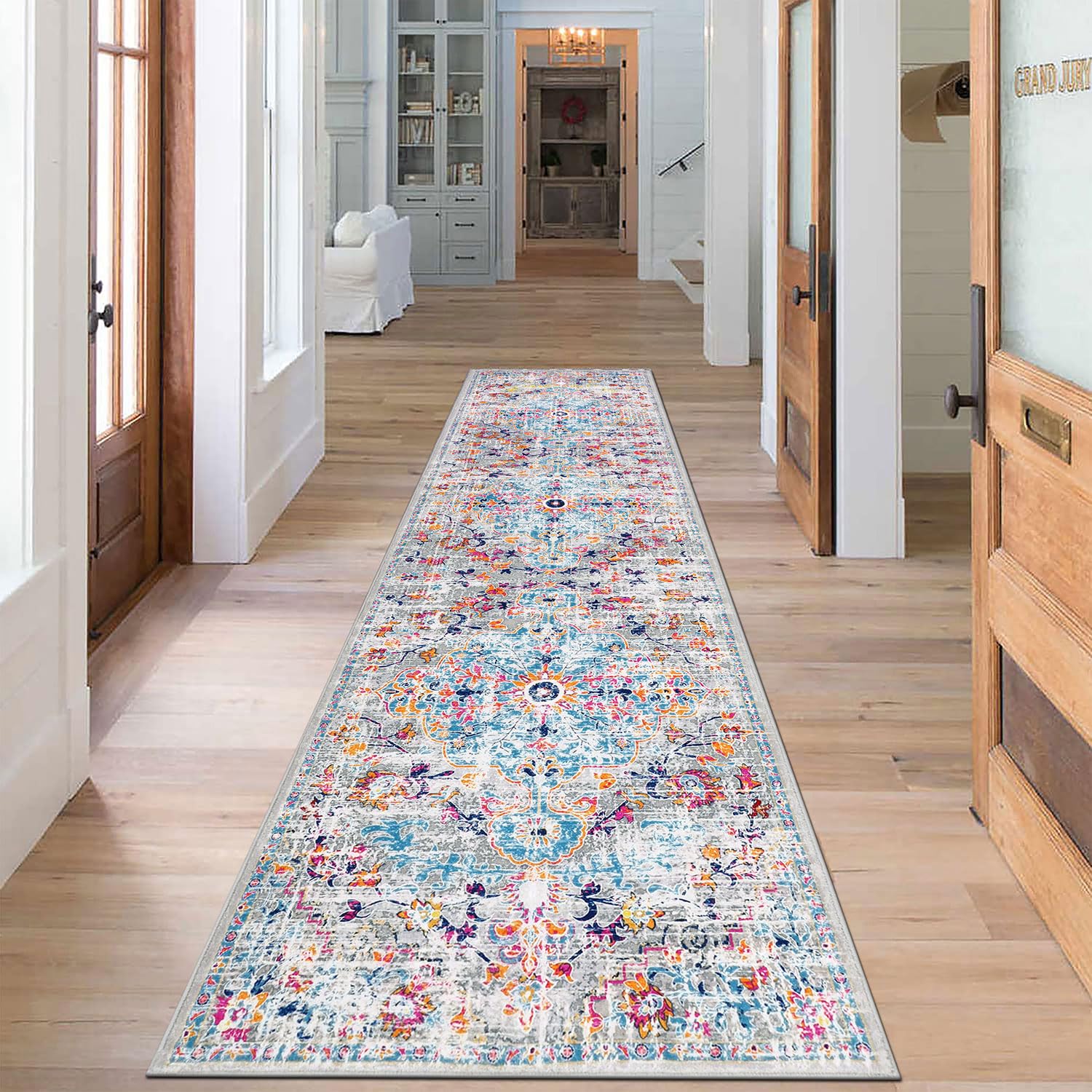 SHACOS Hallway Runner Rug Non Slip 66x213cm Carpet Runners for Hallways Long Hall Rug Washable Distressed Kitchen Runner Mat Low Pile Floor Runners