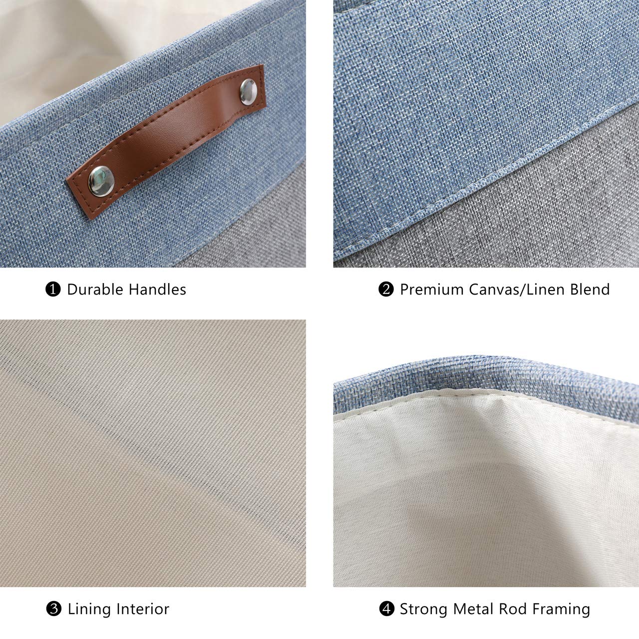 Mangata Kallax Storage Boxes, Set of 4 Fabric Storage Cubes with Handles(33x38x33cm, Grey Blue)