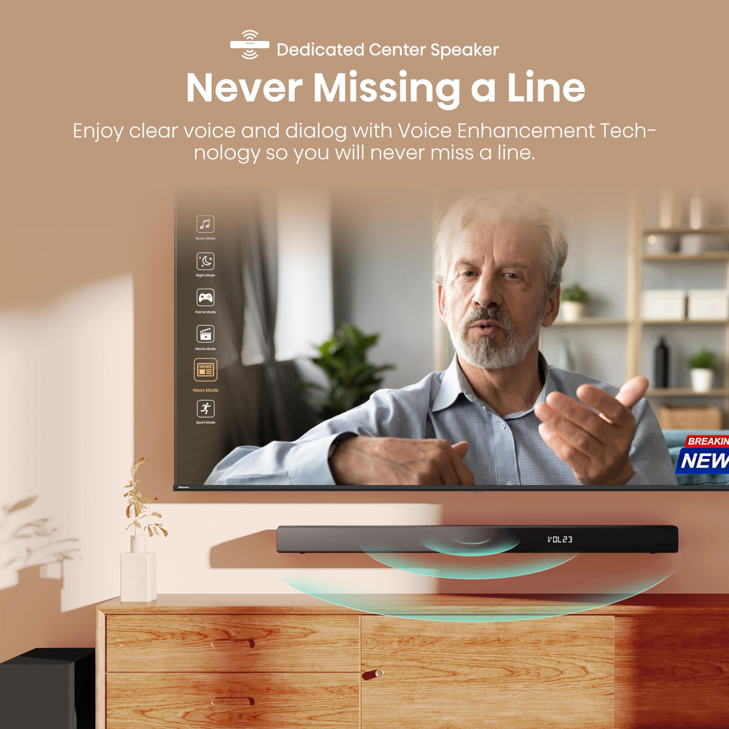 Hisense AX5125H 5.1.2 Channel 500W Dolby Atmos Soundbar with Wireless Subwoofer& Up Firing Speakers& Turly Wireless Rear Speakers