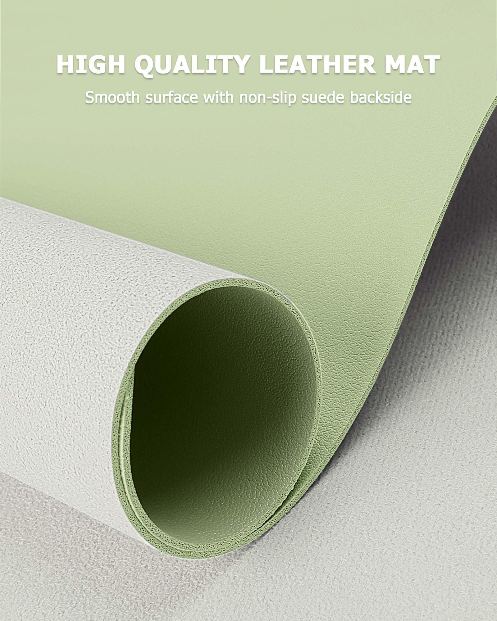 MOLMO Non-Slip Desk Mat, Waterproof Desk Pad Table Protector, Easy Clean Laptop Mat Large Mouse Pad Leather Writing Mat with Suede for Office /Home/Decor (Light Green, 60 x 35 cm)