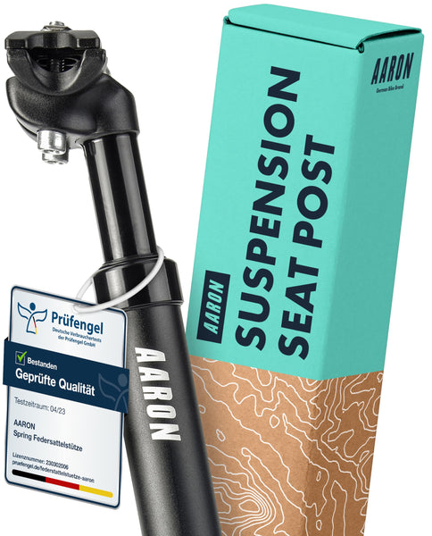 AARON - Spring Suspension Bike Seat Post - Aluminum Saddle Seatpost for E Bicycle, MTB, Trekking Bikes, City Bikes - 31.6mm Diameter, 13.8" (350mm)