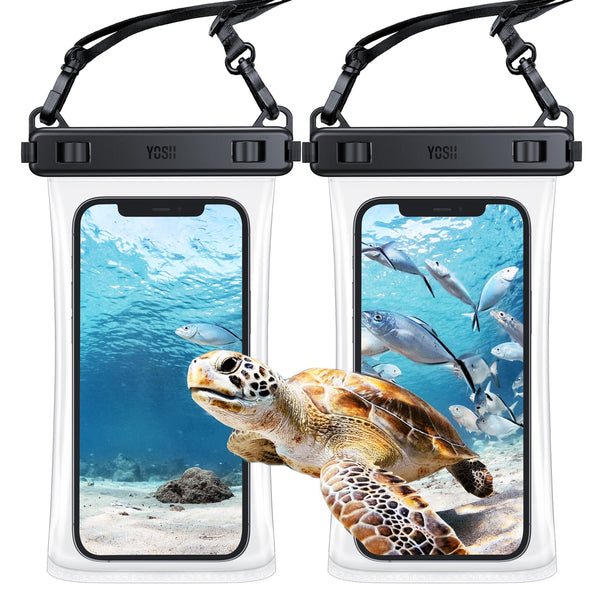 YOSH Waterproof Phone Pouch 2 Pack, 7 inch IPX8 Waterproof Phone Case for Swimming Travel Beach Trip Snorkelling Kayaking, Underwater iPhone Case for iPhone 16 15 14 Pro Max, Samsung S25 S24 Ultra