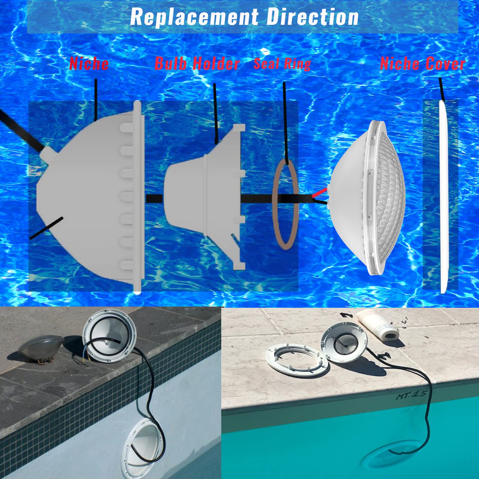 LyLmLe LED Pool Lighting PAR56, 18 W Pool Headlight, LED Lamp, Underwater Light (Replaces Old PAR56 Halogen Bulbs), IP68 Waterproof, 1440 lm, 12 V