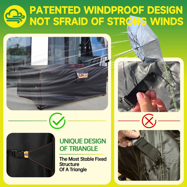 Enzeno Outdoor Garden Furniture Set Covers Waterproof,242x182x100cm Tear Resistant Oxford Fabric Furniture Covers for Outside,Large Patio Set Cover, Garden Table Cover,Windproof, Anti-UV,Rectangular