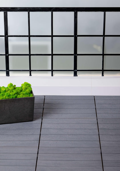 Nicoman Garden Decking Tiles Cosmopolitan Patio, Terrace, Hot Tub Deck Tiles | Interlocking Decking Tiles | Recycled | Cosmo Composite | Outdoor Drainage Deck Flooring (Graphite, 30 x 30cm, 10x)