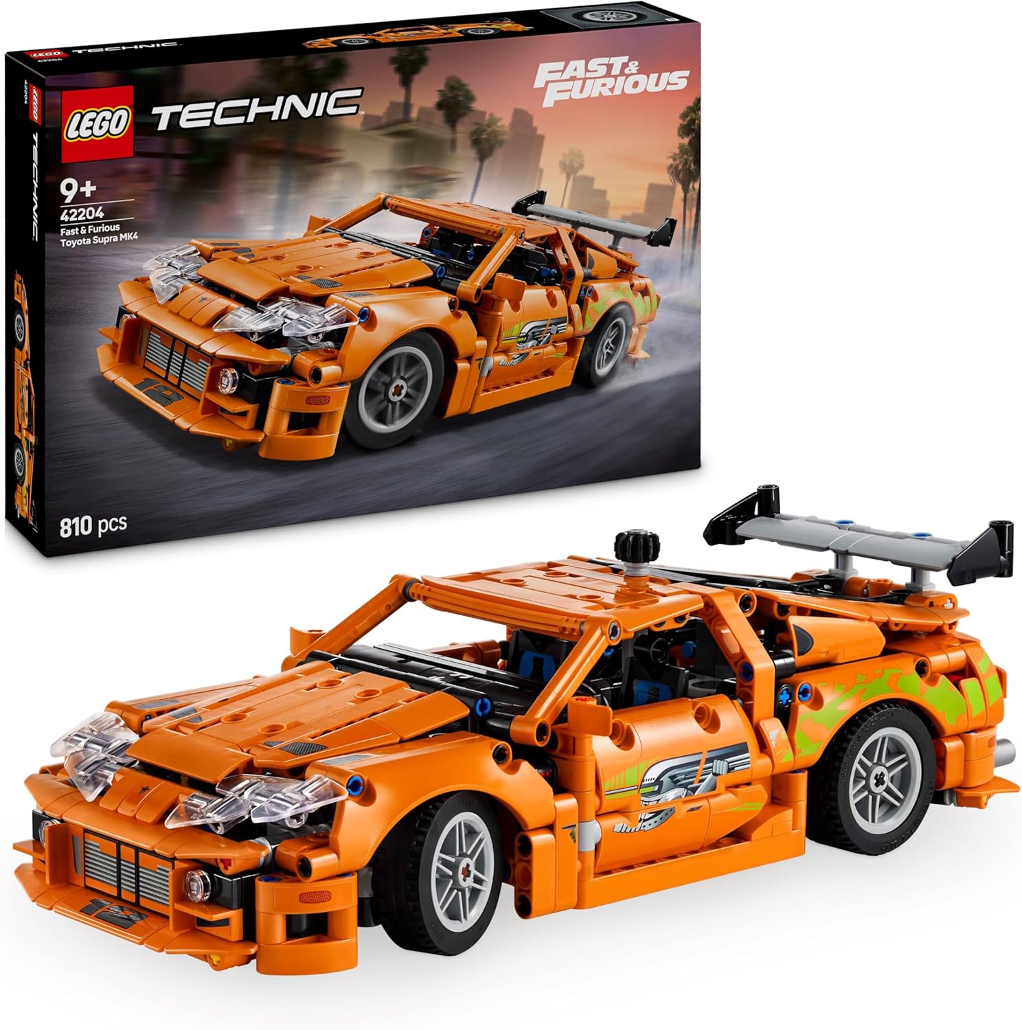 LEGO Technic Fast and Furious Toyota Supra MK4 Toy Car - 6 Cylinder Engine & Opening Doors - Model Kits for 9+ Years Old Boys & Girls or Adult Motorsport Fans - Birthday Gift Idea - 42204