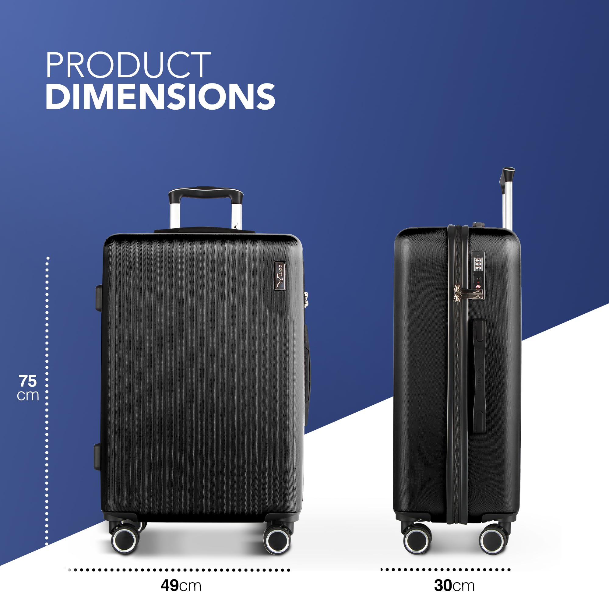 LUGG 15 Inch Vacay Cabin Case - 45x36x20 cm, Airline Approved Carry On Suitcase, ABS Lightweight Suitcase, Water Resistant Hard Suit Case with 360° Spinner Wheels, Carry On Bag with TSA Indent Lock