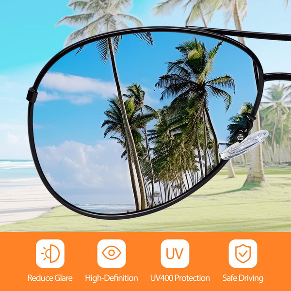 Pilot Men's Polarized Sunglasses - Unisex UV400 Protection Black Sunglasses for Driving, Fishing, Running - Classic Ultra Light Shades