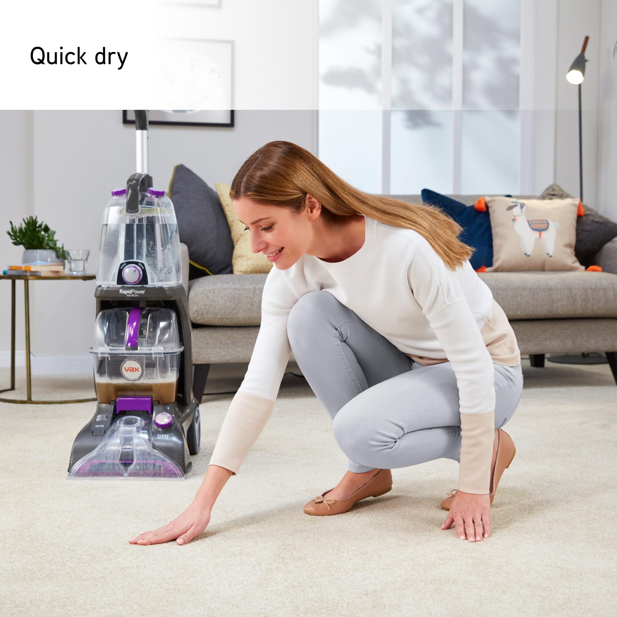 Vax Rapid Power Refresh Carpet Cleaner | Deep Clean and Leaves Carpets Dry in less than 1hr | XL Tank Capacity - CDCW-RPXR, Purple and Grey, 4.7L, 1200W