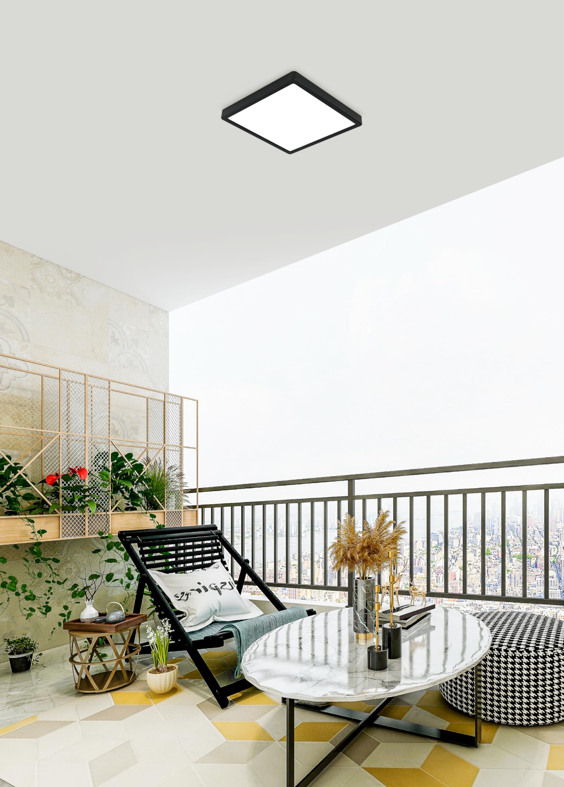 Eglo LED Outdoor Ceiling Light Argolis 2, Outside Light for Wall and Ceiling, Porch Lighting Made of Black Metal and White Plastic, Exterior lamp Warm