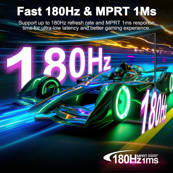 Minifire 27 Inch Gaming Monitor, 180Hz, Curved Gaming Monitor, Built in Speaker, Crosshair, 1Ms, sRGB130%, FHD 1080P Computer Screen, VESA Compatible, Eye Care Adaptive Sync HDMI＆DP Prots （MFG27C1 ）