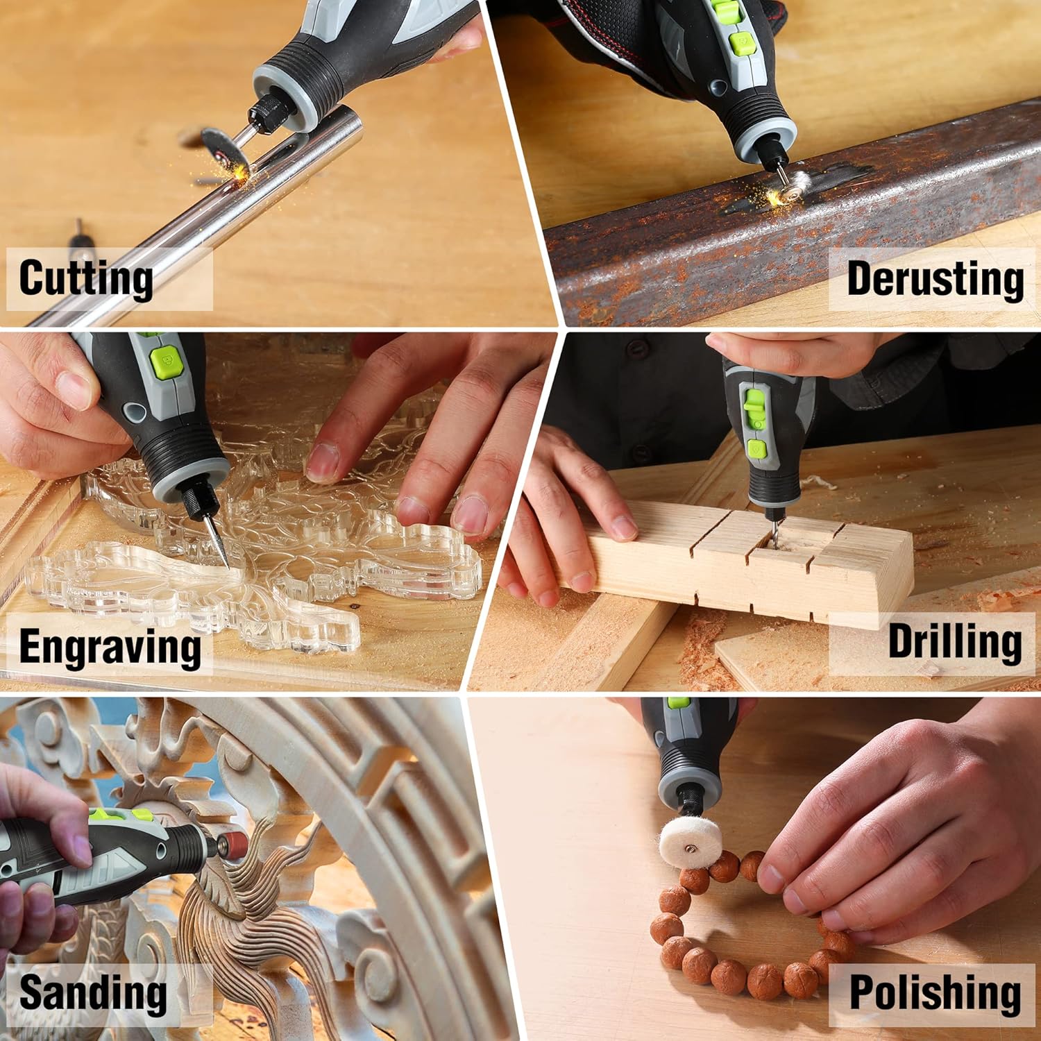 WORKPRO Cordless Rotary Tool kit 12V, Rotary Tool Set with 114 PCS Accessories, 5 Gears Variable Speed 7500-32000RPM, Powerful Engraver, Sander, Polisher, Perfect for DIY and Handmade