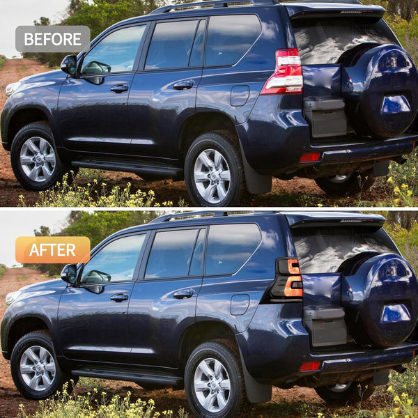 VLAND Motor LED Rear Lights compatible with Land Cruiser Prado J150 / GX460 2010-2017, w/Amber Sequential Indicator, Driver & Passenger Side - Smoked