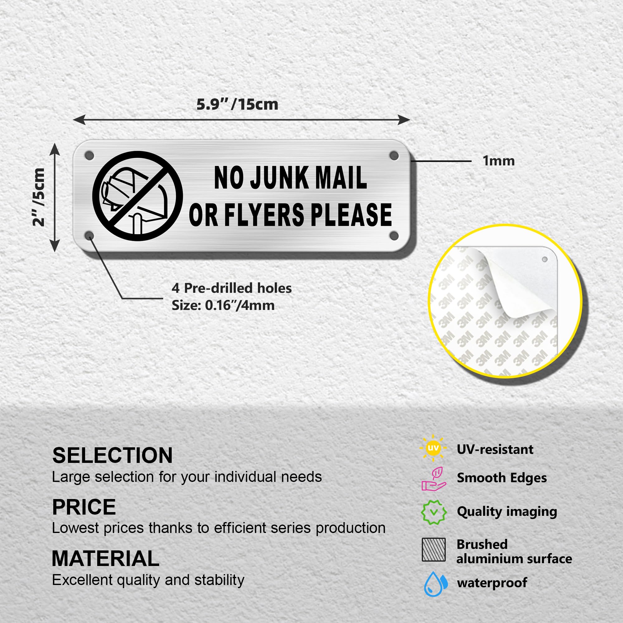 TAKULA Pre-drilled CCTV Sign - 15 * 15cm Aluminium Brushed Metal Sign - 24 HR Outdoor Waterproof, UV Resistant, Durable | Pack of 1