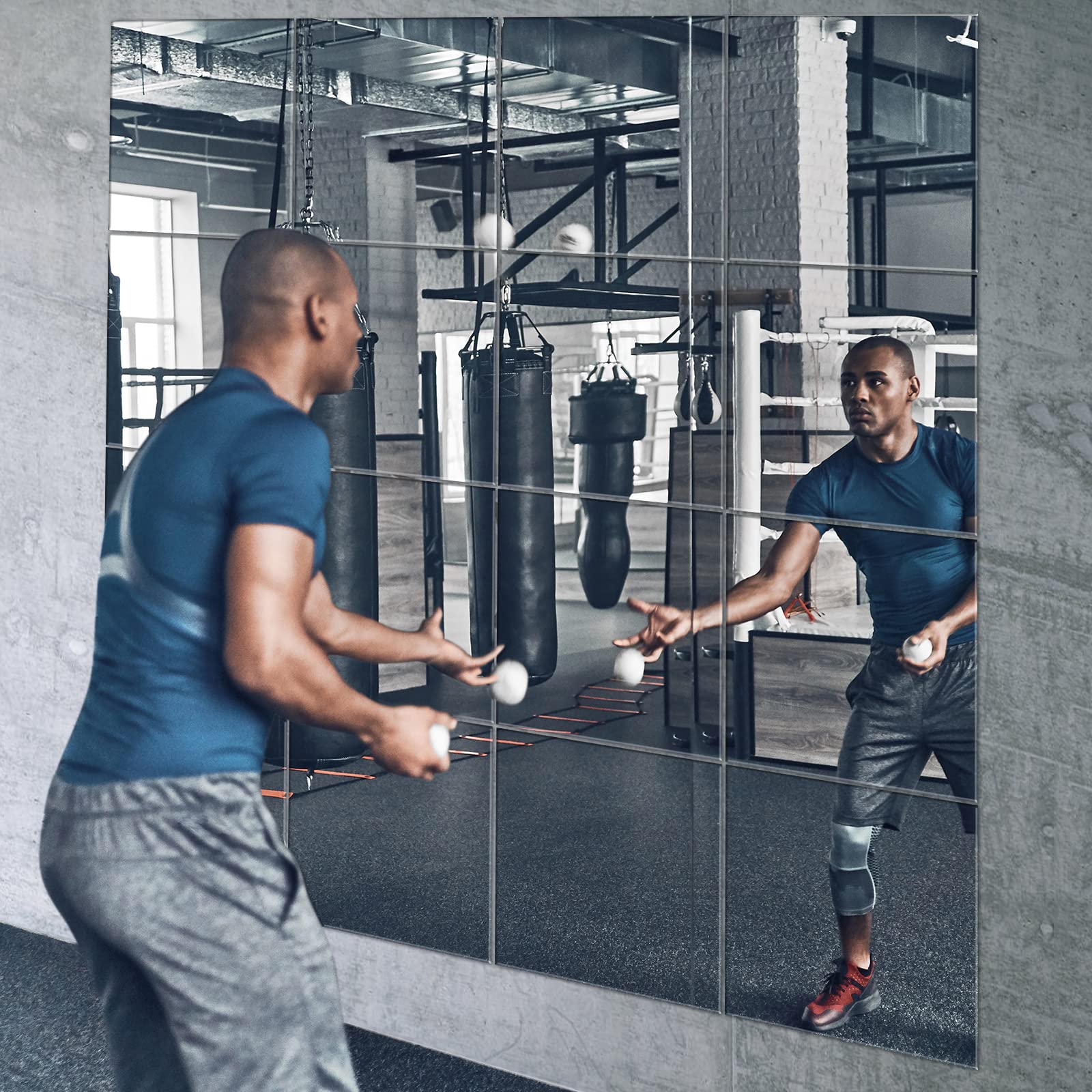 EVENLIVE Full Body Mirror Tiles, Frameless Length Wall Mirror, for Home Gym, Door, Bedroom, Ease of Installation 30cm x 30cm 8 PCSGlass