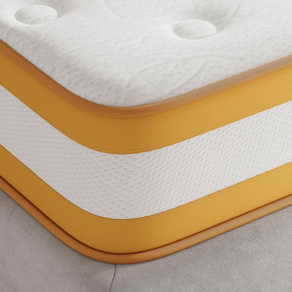 Double Mattresses 10 Inch Hybrid Memory Foam Mattress 4FT6, 7 Zone Orthopedic Double Mattress, Pocket Spring Medium Firm Breathable Soft Fabric, with Motion Isolation, with OEKO TEX(135x190x25cm)