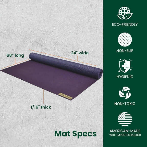 Jade Voyager yoga travel mat, 61 x 173 cm, 16 mm thick, Purple