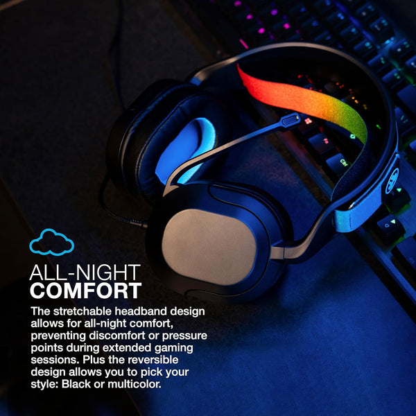 JLab Nightfall Over Ear Wired Gaming Headset - 3.5mm Jack Gaming Headset with Mic for PC/Xbox/ PS5/ PS4/ Nintendo Switch - 50mm Driver, Cloud Foam Cushions & Sound Isolating Inner Shelf
