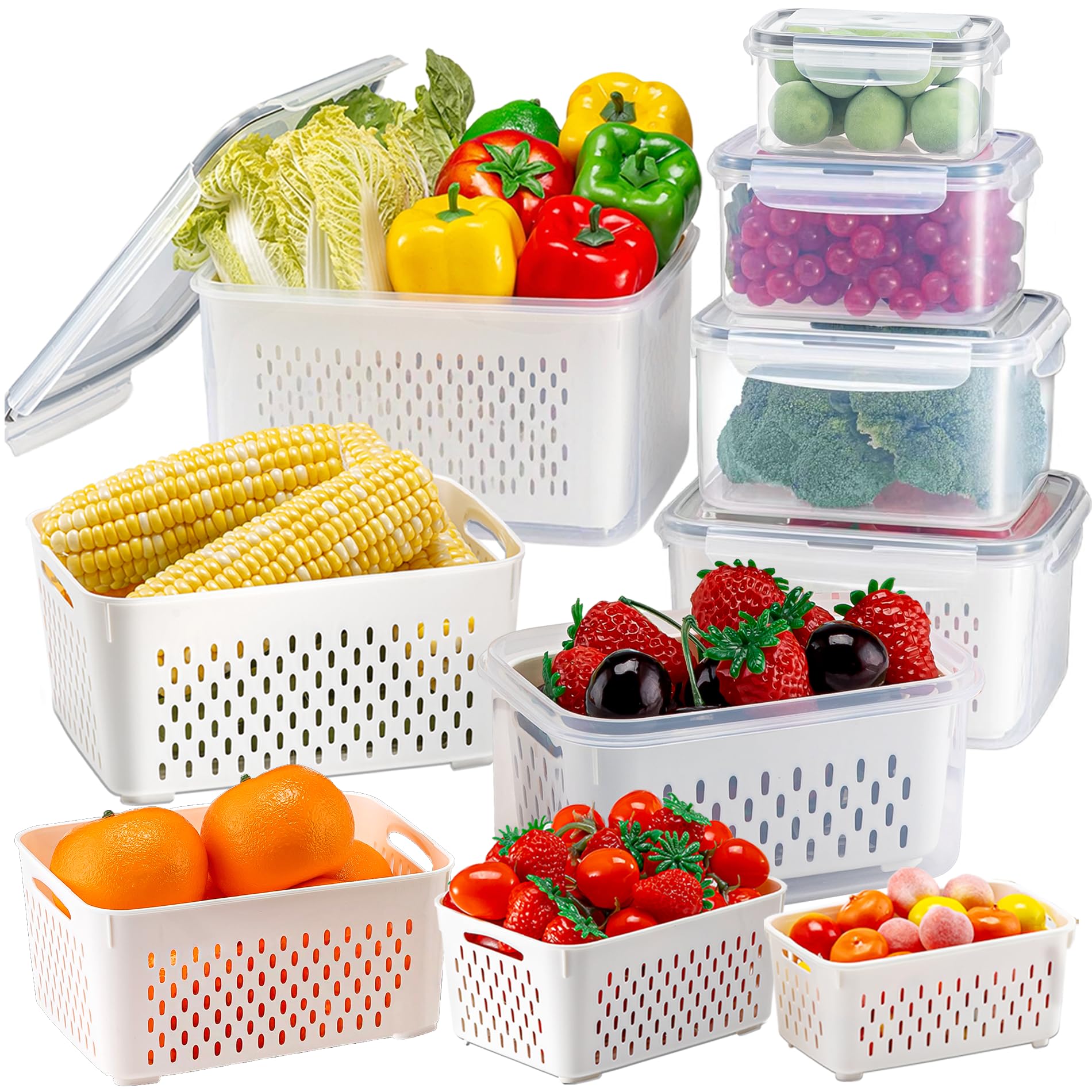 KUMD 50-Piece Airtight Food Storage Containers with Lids | Leakproof, BPA-Free, 25 Containers+ 25 Lids, Stackable & Microwave Safe Kitchen Organisers for Pantry, Meal Prep & Freezer Use, 40ml-2.5L