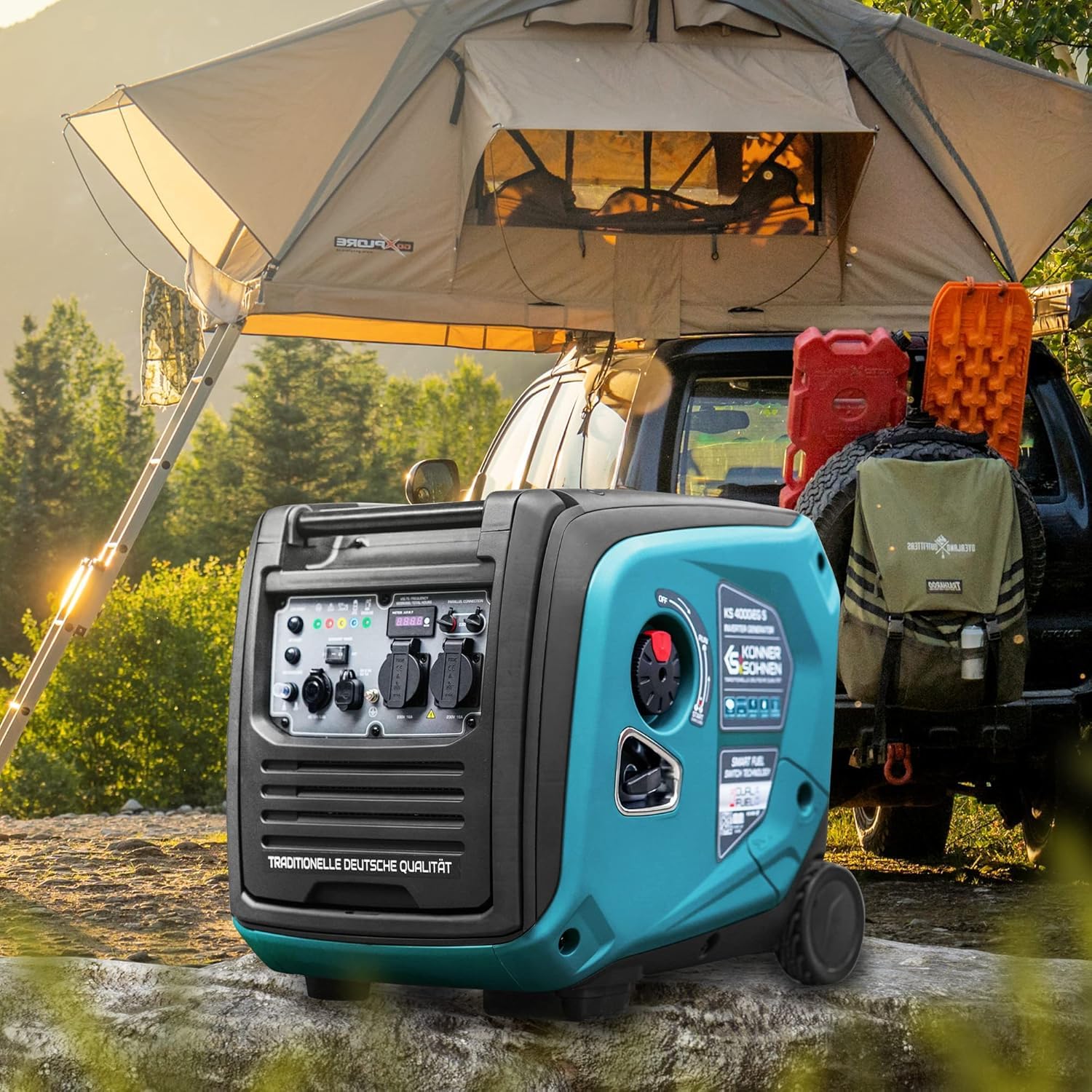 Könner & Söhnen KS 3100iG S portable LPG/petrol inverter generator 3100 W,UK Plug Socket 1x13 A (230 V), 2 USB ports,copper winding,silent inverter generator,dual fuel generator