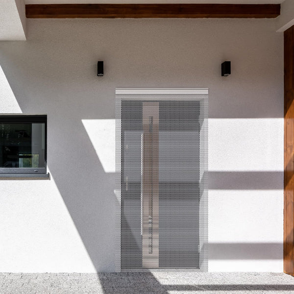 Gluwoer Aluminium Chain Curtain 90 x 200cm Metal Door Fly Screens Insect Control Curtain for Doorways (Silver)