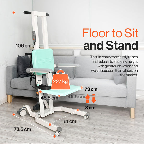 SuperHandy GoRise Electric Floor to Stand Lift – 227 kg Capacity, Standing Assistance, Portable, Adjustable, Ergonomic, Easy Storage, Patent Pending (TX (Transfer Lift))